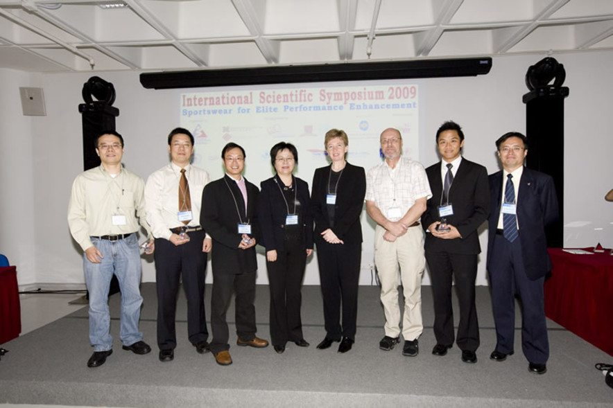 <p>Officiating guests at the International Scientific Symposium are: Dr Trisha Leahy, Chief Executive of the HKSI (4<sup>th</sup> of right); Professor Ingvar Holm&eacute;r, leader of the Thermal Environment Laboratory, Faculty of Engineering of Lund University, Sweden (3<sup>rd</sup> of right); Professor Tao Xiao-ming, Head and Chair Professor of Textile Technology, The Institute of Textiles and Clothing (&quot;ITC&quot;) of The Hong Kong Polytechnic University (&quot;PolyU&quot;) (4<sup>th</sup> of left); Professor Li Yi, Chairman of Textile Bioengineering and Informatics Society and a professor of ITC of PolyU (3<sup>rd</sup> of left); Dr Hu Junyan, a research fellow of ITC of PolyU (2<sup>nd</sup> of left); Dr Maurice Wong, President of Genexy Company Limited and Director of The Hong Kong Research Institute of Textiles and Apparel (1<sup>st</sup> of left); Professor Daniel Fong, Research Assistant Professor at the Department of Orthopaedics and Traumatology, Faculty of Medicine, The Chinese University of Hong Kong (2<sup>nd</sup> of right), as well as Dr Raymond So, Sports Science &amp; Medicine Coordinator of the HKSI (1<sup>st</sup> of right).</p>
